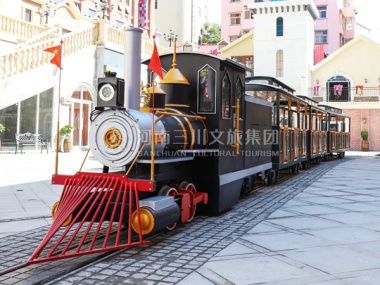 定制中型軌道觀光火車,陜西銅川文化宮實景,景區